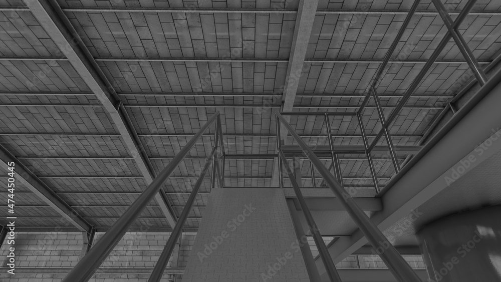 Obraz premium Heavy duty safe steel industrial ladder for factory manufacturing 3D image