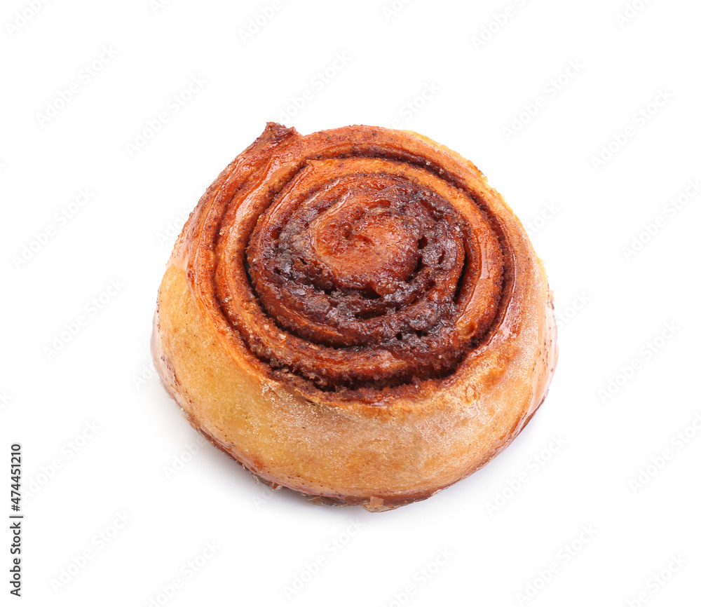 Delicious cinnamon roll on white background Delicious cinnamon roll on white background