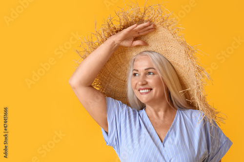 Smiling mature woman in str...