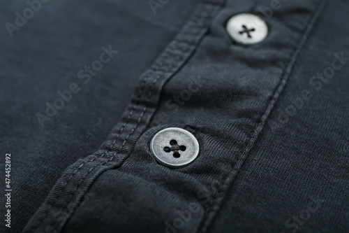 Closeup view of buttons on black cloth