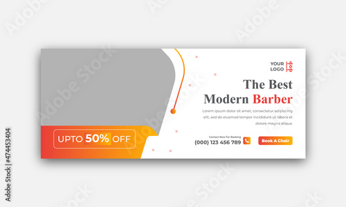 Barbershop hair cutting promotional Facebook  cover timeline and Hair Modern Hair Cutting Shop web banner template design