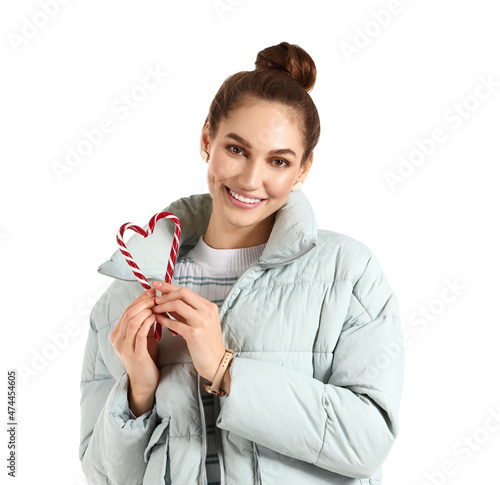 Happy young woman in winter...