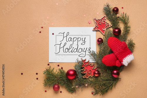 Text HAPPY HOLIDAYS and Chr...