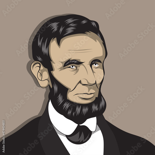Abraham Lincoln Vector Illustration. Portrait of the 16th American president known for visionary politics