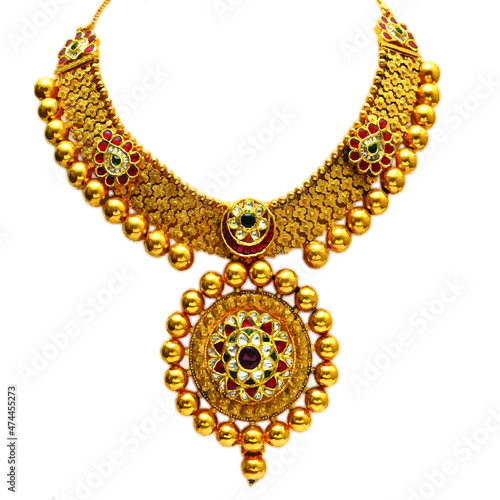 gold necklace on white Fototapeta