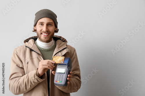Young man with banking term...