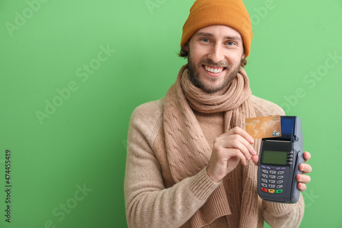 Young man with banking term...