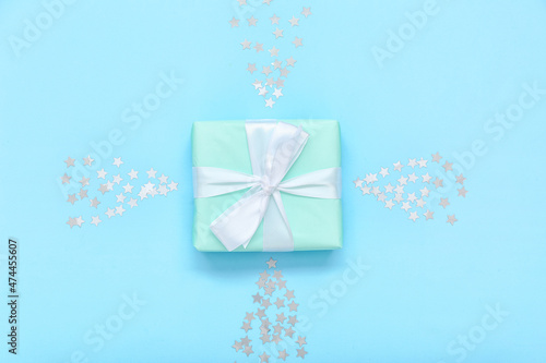 Mint green gift box with wh...