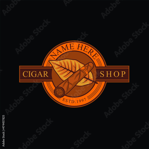 cigar shop logo template, vector art.