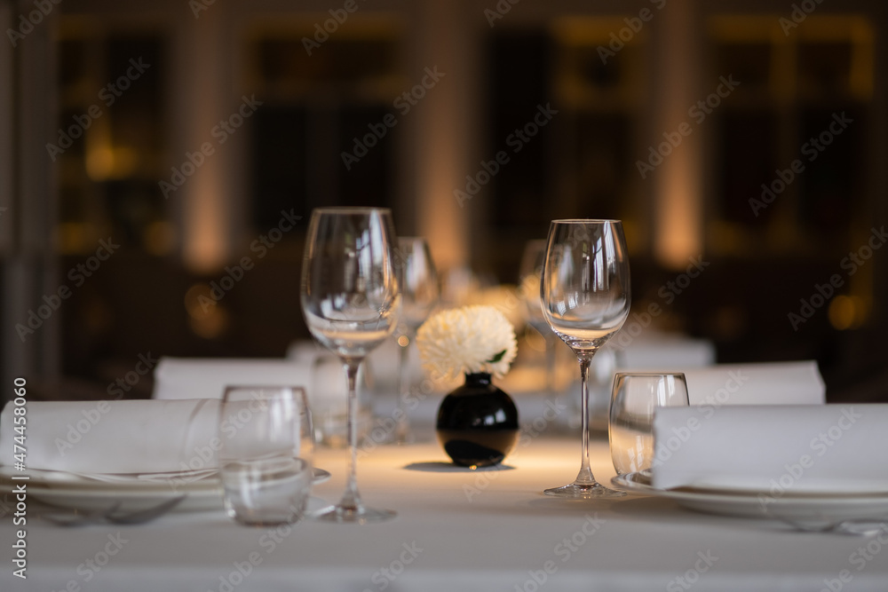 empty glass water with bokeh background