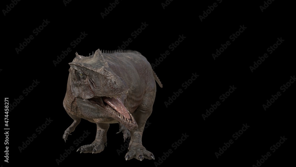 Fototapeta premium Hybrid Giganotosaurus Cinematic roar animation of background, 3d rendering