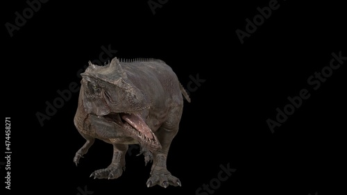 Hybrid Giganotosaurus Cinematic roar animation of background  3d rendering