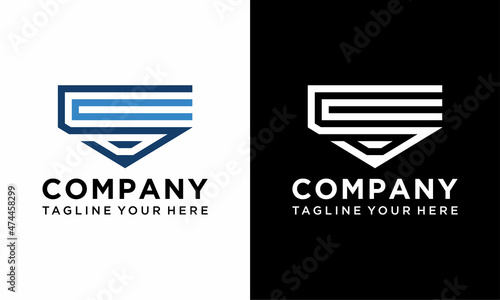  sc cs initial logo design vector graphic idea creative. on a black and white background.