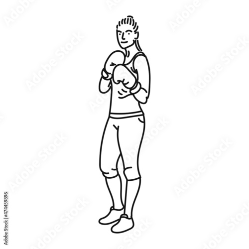 line art of woman posing in boxing style