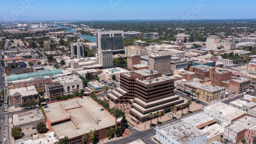 Daytime view of the downtown city center of Stockton, California, USA. photo