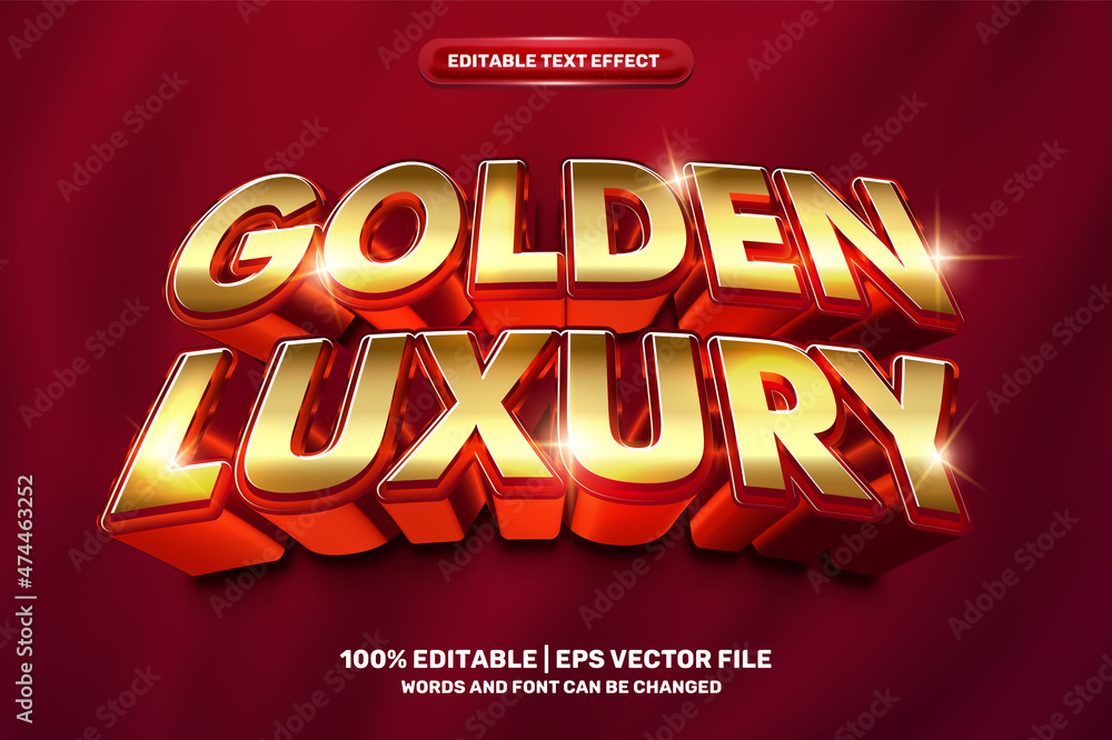 red golden luxury 3D Editable text Effect Style