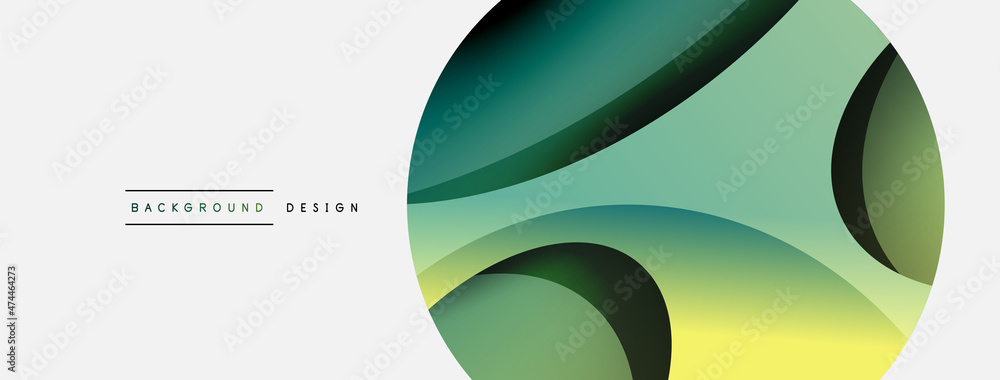 Creative geometric wallpaper. Minimal abstract background. Circle and wave composition vector illustration for wallpaper banner background or landing page Creative geometric wallpaper. Minimal abstract background. Circle and wave composition vector illustration for wallpaper banner background or landing page