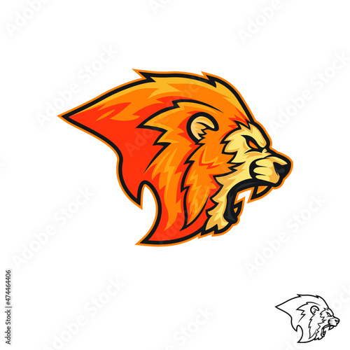 Fototapeta Naklejka Na Ścianę i Meble -  Angry wild lion cartoon logo mascot