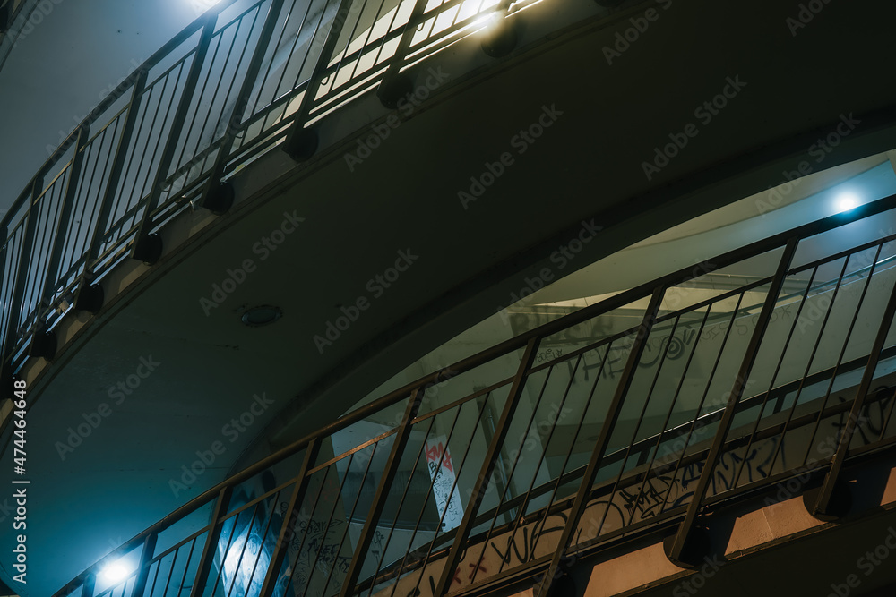 street lights under a concrete bridge in the fog in the city of Prague at night 2021 street lights under a concrete bridge in the fog in the city of Prague at night 2021