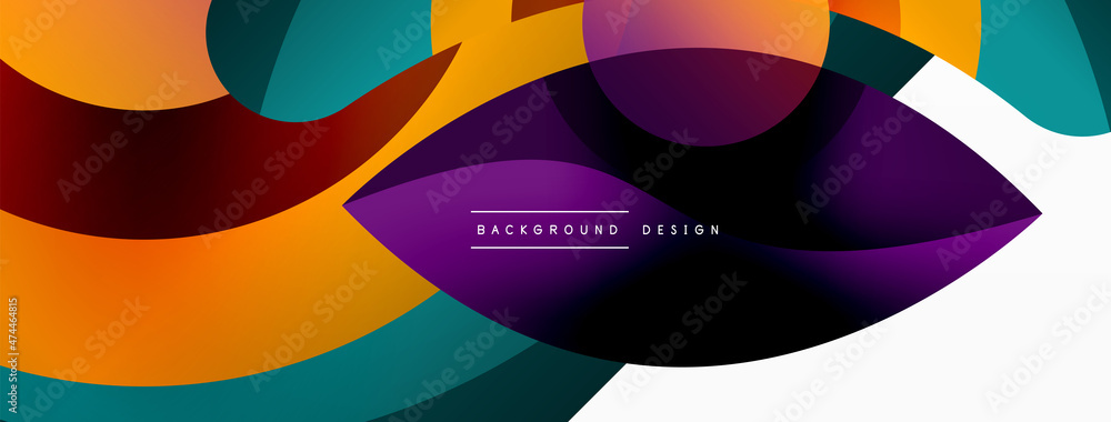 Abstract background with color geometric shapes. Beautiful minimal backdrop with round shapes circles and lines. Geometrical design. Vector illustration Abstract background with color geometric shapes. Beautiful minimal backdrop with round shapes circles and lines. Geometrical design. Vector illustration