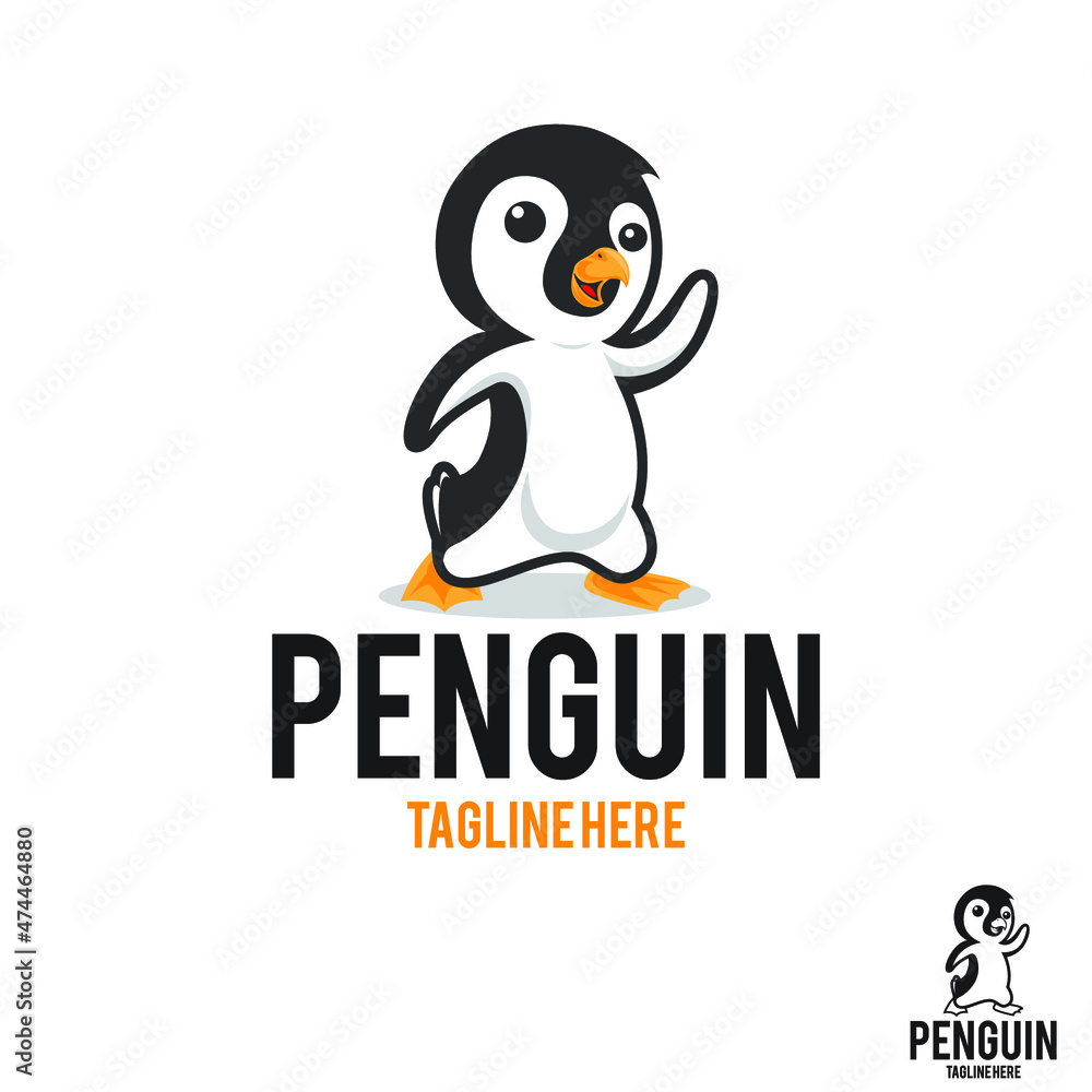 Fototapeta premium Penguin cartoon logo mascot