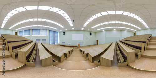 full seamless spherical hdr panorama 360 degrees angle view in modern empty conference and lecture hall in equirectangular projection  AR VR content