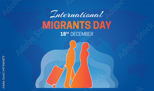 Blue Orange International Migrants Day Background Illustration