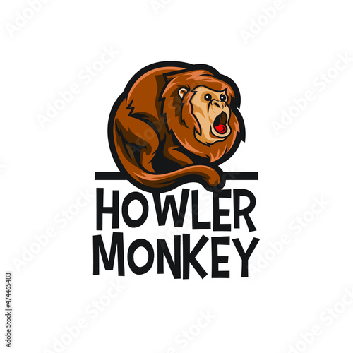 Howler monkey cartoon logo mascot