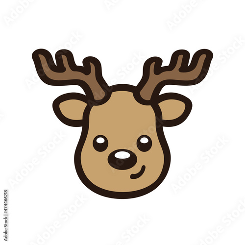 Cute smiling reindeer with antlers doodle clipart