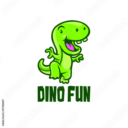 Happy dino cartoon logo mascot