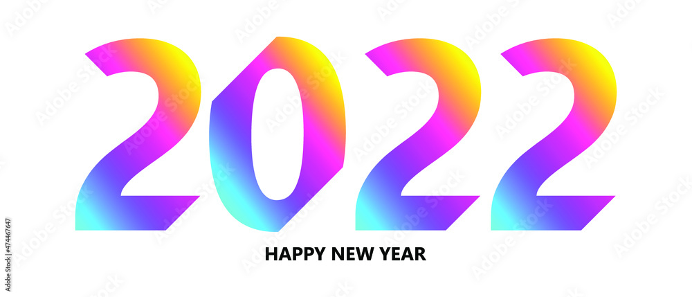 2022 Happy New Year logo text design. 2022 number design template. Modern RGB gradient. Vector illustration isolated on white background. EPS 10 2022 Happy New Year logo text design. 2022 number design template. Modern RGB gradient. Vector illustration isolated on white background. EPS 10
