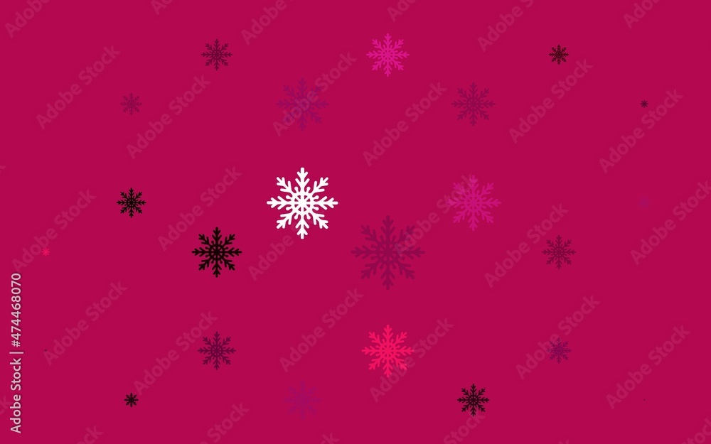 Light Pink vector cover with beautiful snowflakes. Light Pink vector cover with beautiful snowflakes.