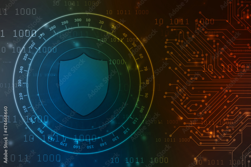 Protect and Security concept. Digital Shield on abstract technology background, Cyber Security and network protection Concept, personal data protection, Business security background