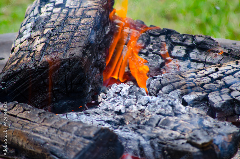 Fire burning on wood, image in close-up. Fire burning on wood, image in close-up.
