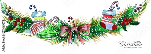 Fototapeta Naklejka Na Ścianę i Meble -  Decorated christmas wreath holiday card banner background