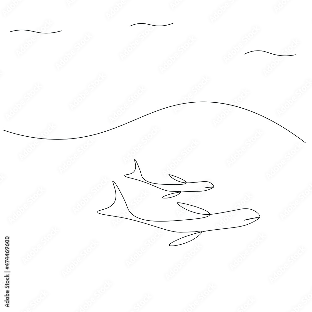 Fototapeta premium Whales animal silhouette vector illustration