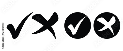 black tick and cross. Yes or no - Vector