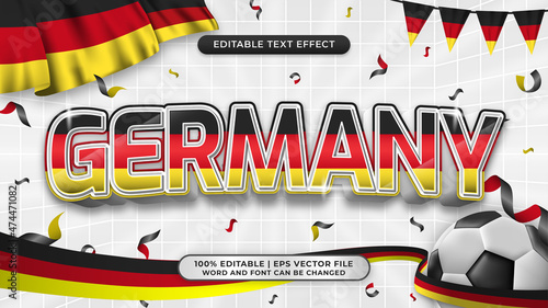 Editable text style effect football background theme. Germany nation flag
