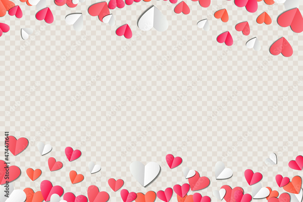 shape of heart in paper cut style. shape of heart png. valentine transparent background. valentine decoration. vector design