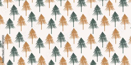 Christmas tree cheer seamless repeating pattern background. Trendy for fabric, texitle print, wallpaper, background, wrapping or invitation cards, packaging. photo