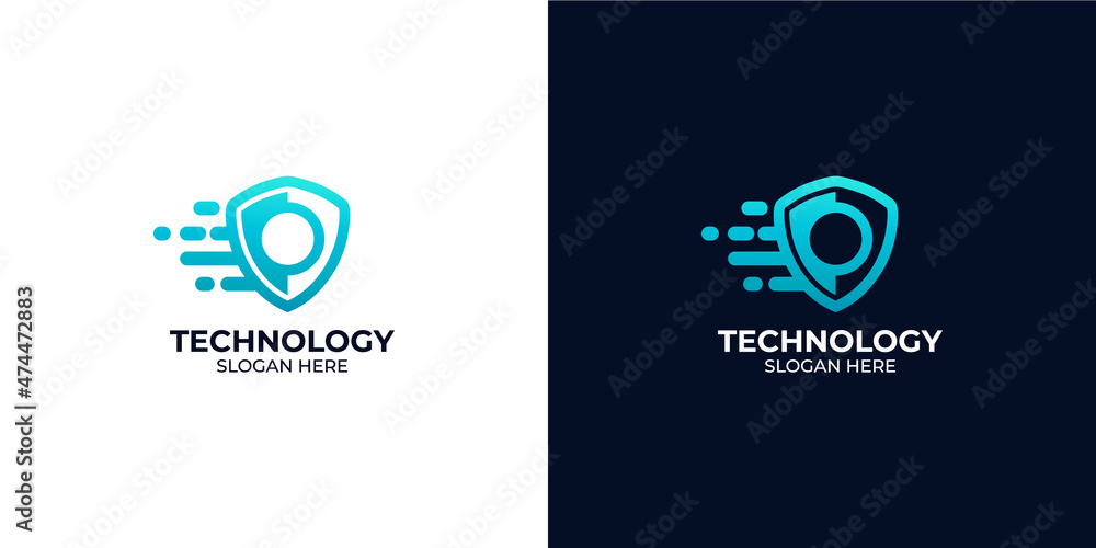 modern technology style shield logo modern technology style shield logo