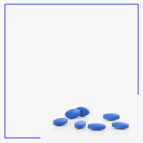 Blue pills, medicine isolated on white background with blue frame