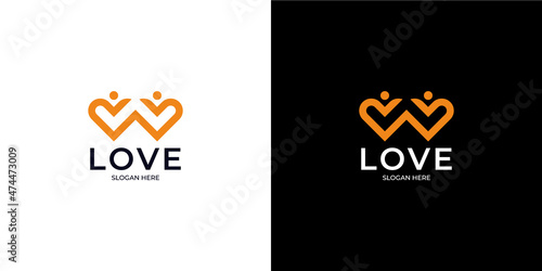minimalist style abstract love logo
