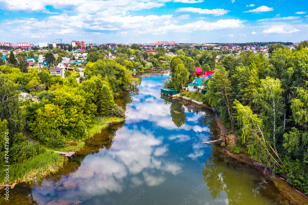 The river is divided within the city. Berdsk, Russia
