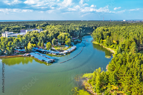 Razdolnaya River surrounded by forest. Berdsk, Russia