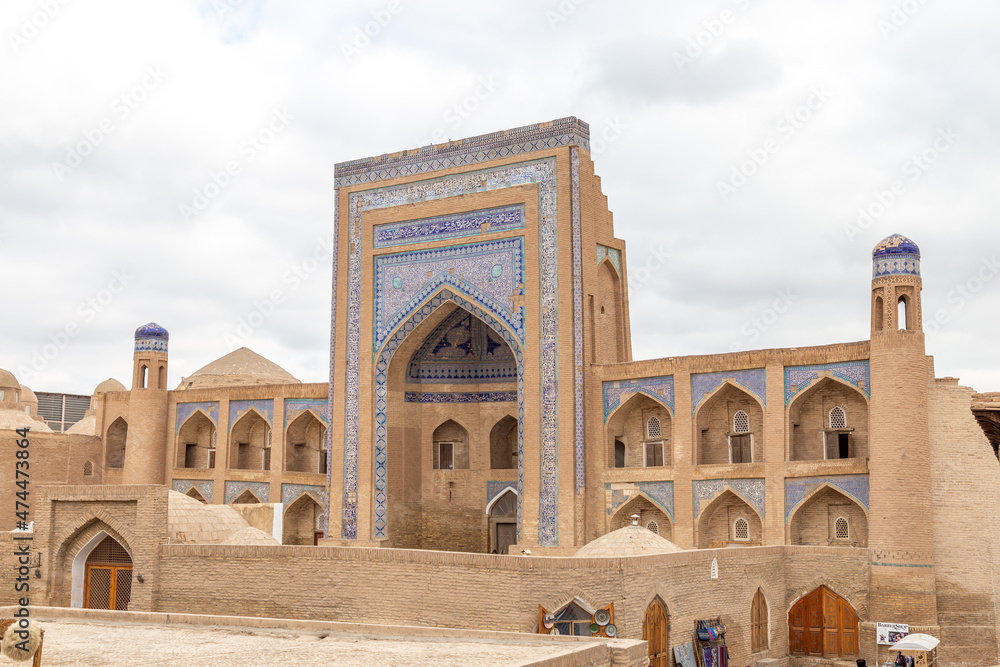 The Allakuli Khan Madrassah. Ichan Kala (or Itchan Qala is walled inner town of the city of Khiva, a UNESCO World Heritage Site), Khiva city, Uzbekistan.