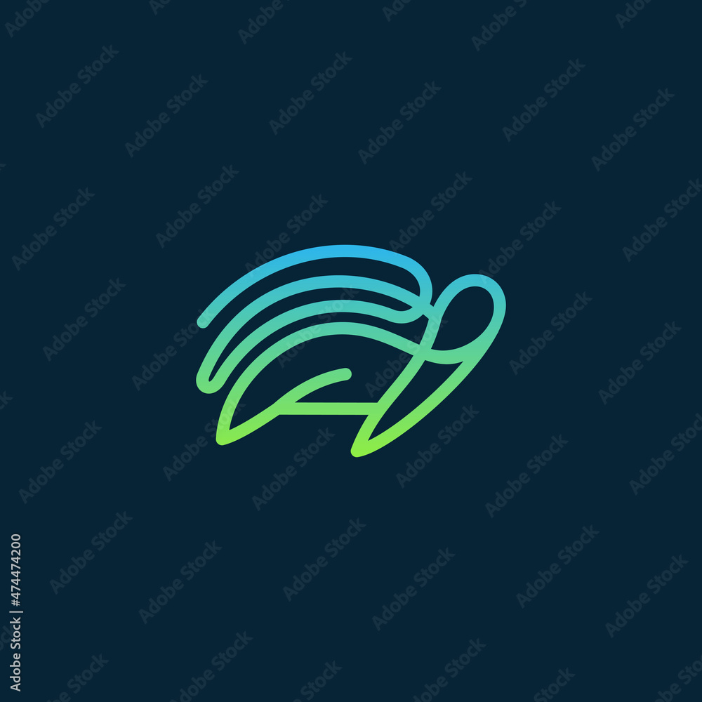 Obraz premium Simple Line Art Turtle Logo Template