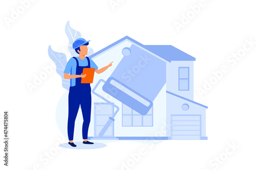 House renovation flat modern design illustration