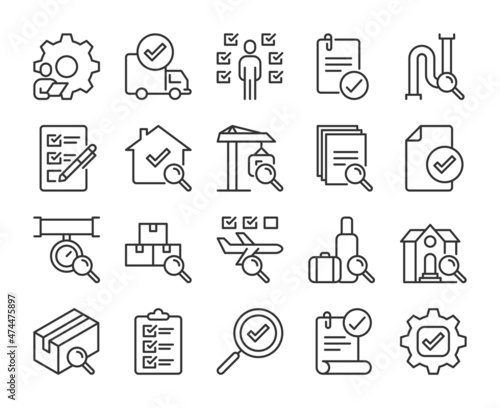 Inspection Expertise line icons set. Editable Stroke.