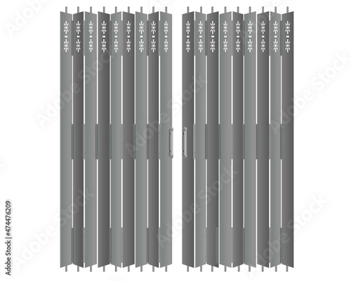 Vector traditional Hong Kong retro style silver shop front matel gate rolling door design